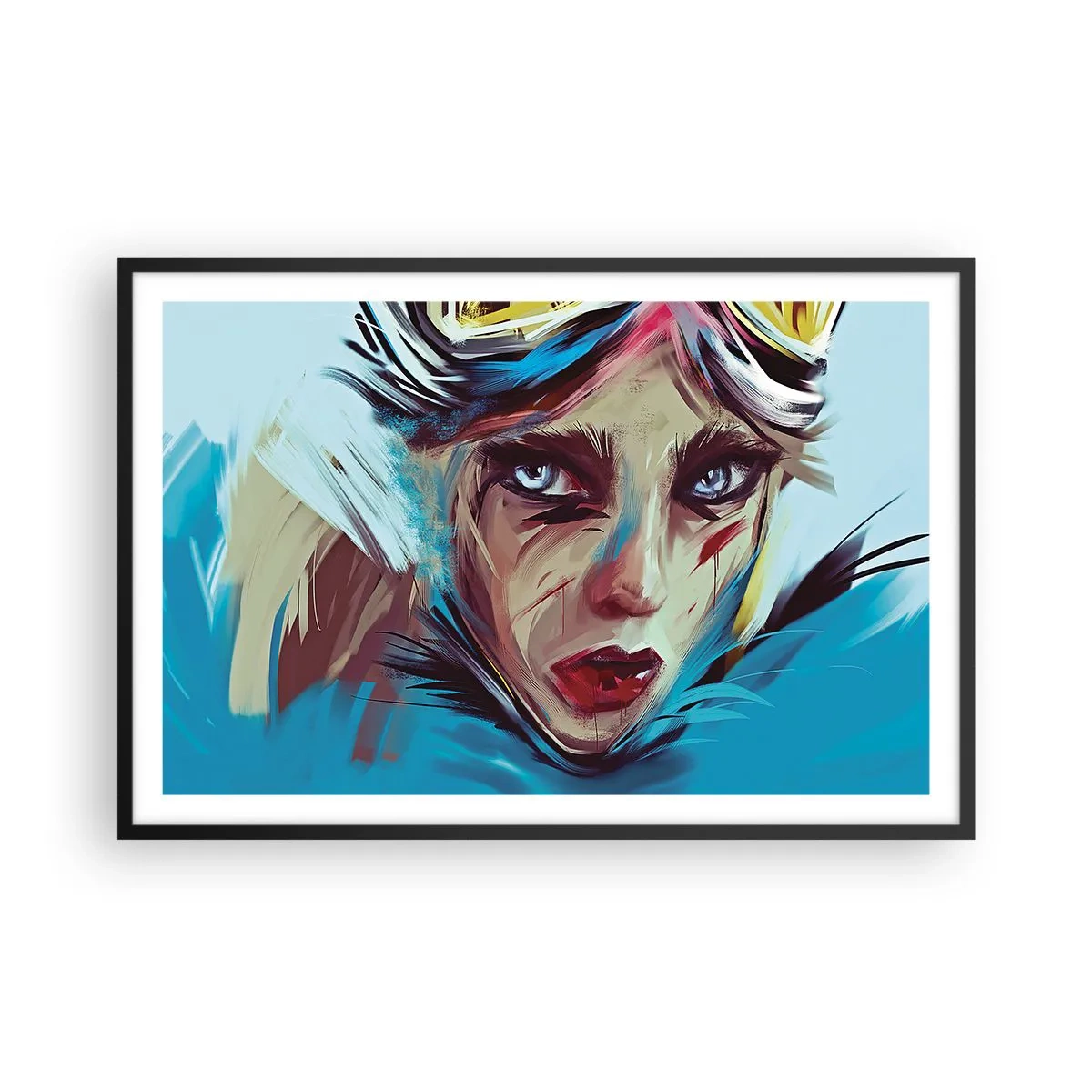 Póster en marco negro - Guerrera colorida - 91x61 cm
