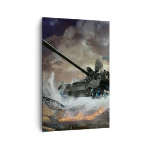 Cuadro sobre lienzo - Impresión de Imagen - Escena de batalla con tanques y aviones al fondo. - 80x120cm - La batalla es terrible y hermosa - Decoración de pared moderna para salón y dormitorio ARTTOR