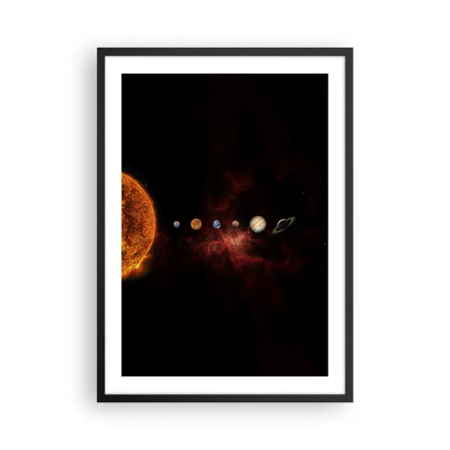 Póster en marco negro - El Sistema Solar con planetas sobre el fondo del espacio. - 50x70cm - Nuestro barrio - Decoración de pared moderna para salón y dormitorio ARTTOR