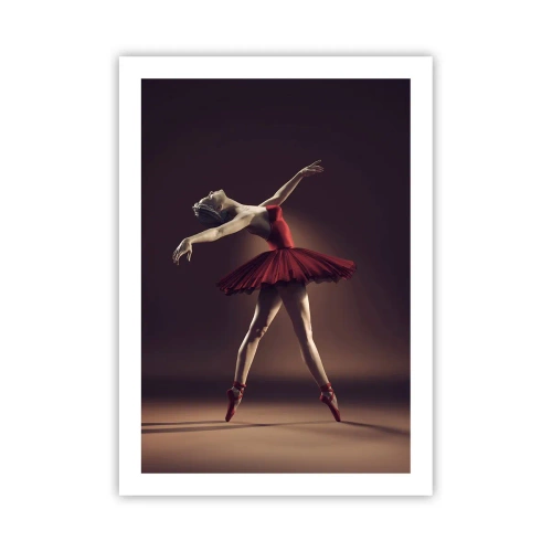 Póster - Una bailarina de ballet con un vestido rojo en el escenario. - 50x70cm - Primera bailarina - Decoración de pared moderna para salón y dormitorio ARTTOR