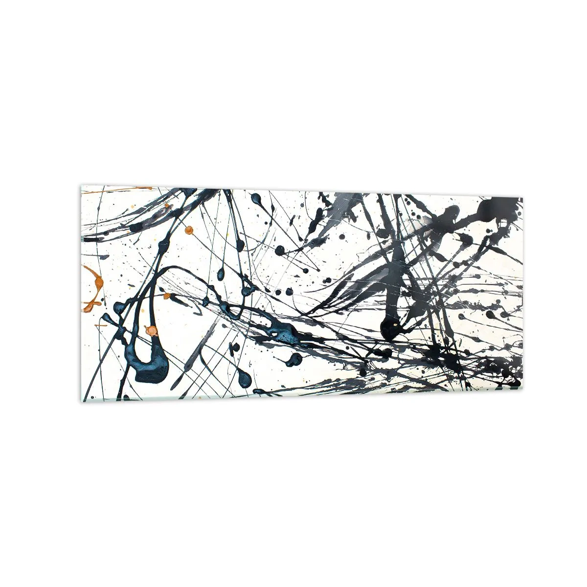 Cuadro sobre vidrio - Impresiones sobre Vidrio - Una pintura abstracta con salpicaduras de pintura en patrones dinámicos. - 120x50cm - Abstracción expresionista - Decoración de pared moderna para salón y dormitorio ARTTOR