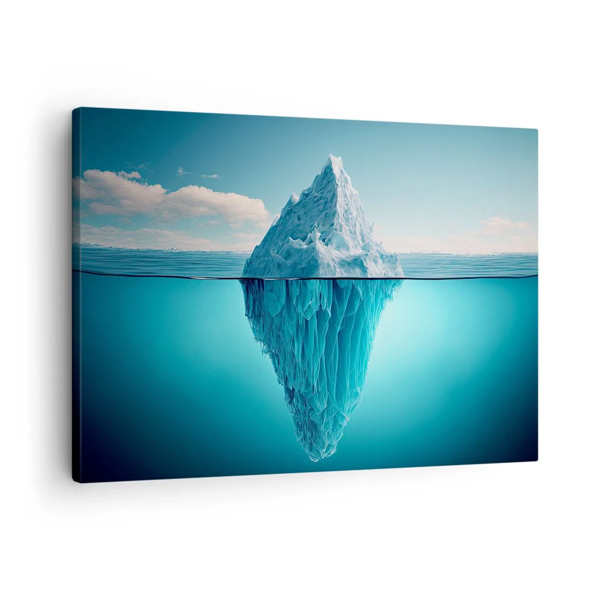 Cuadro sobre lienzo - Impresión de Imagen - Un iceberg visible por encima y por debajo de la superficie del agua. - 70x50cm - El trono de hielo - Decoración de pared moderna para salón y dormitorio ARTTOR