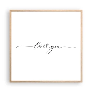 Póster en marco roble claro - Negro sobre blanco - 60x60 cm