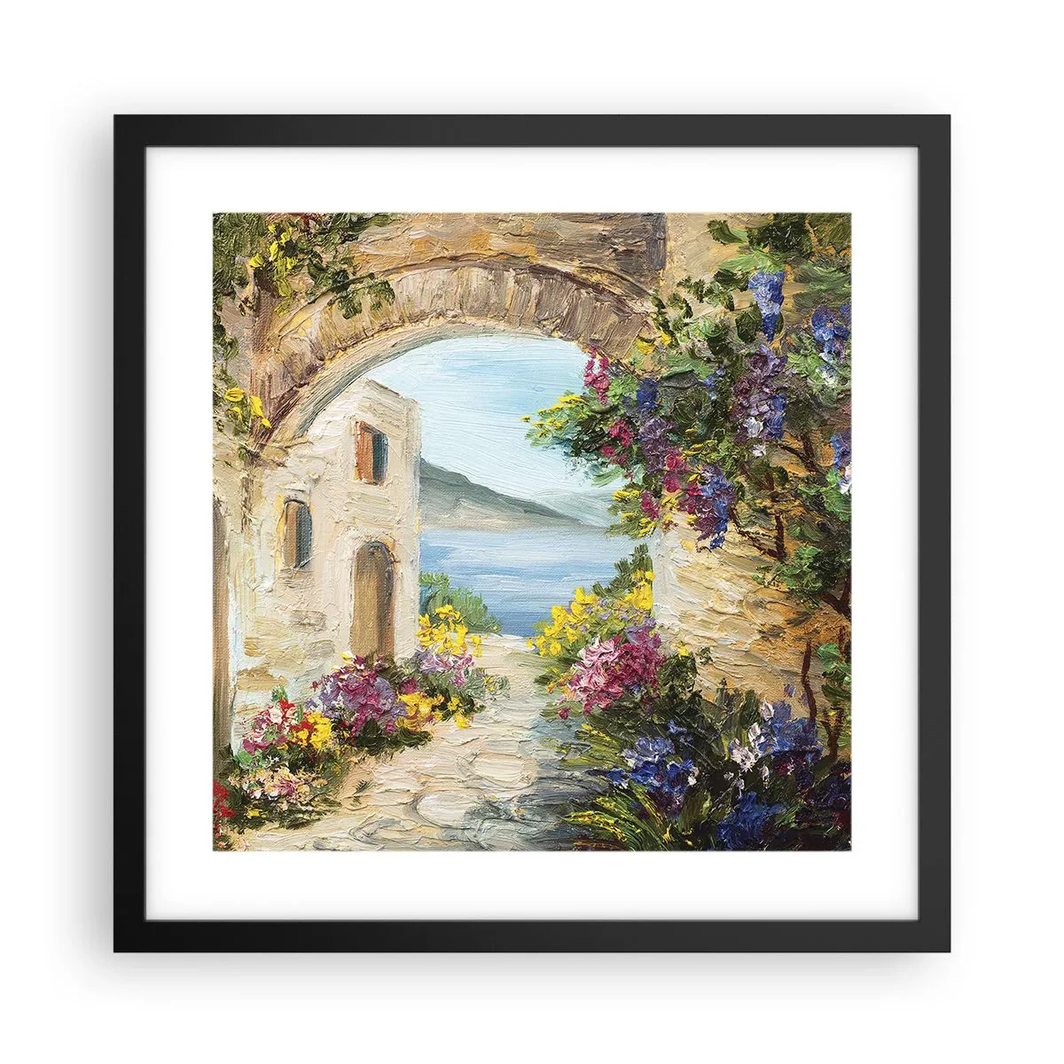 Póster en marco negro - El encanto del paisaje costero - 40x40 cm