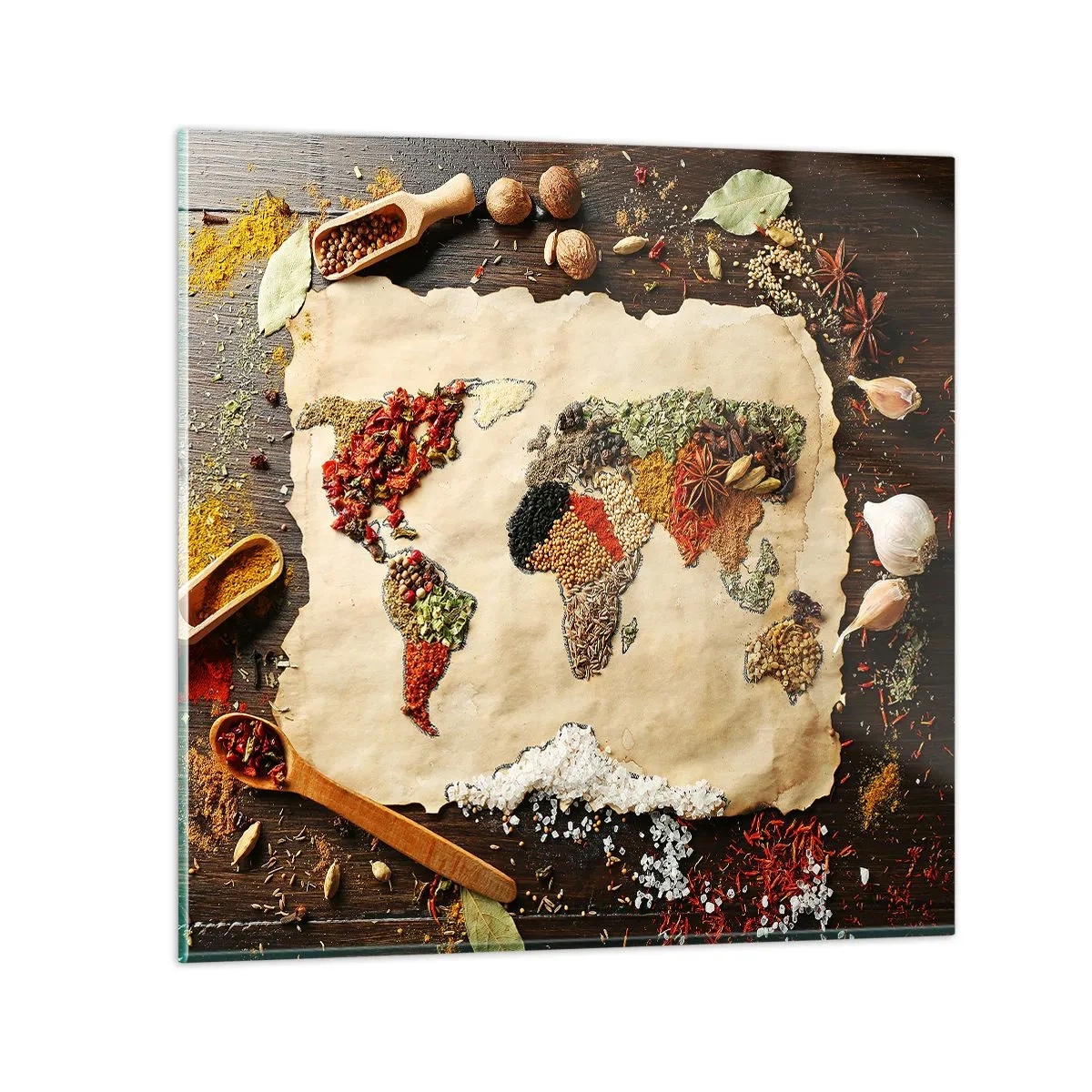 Cuadro sobre vidrio - Impresiones sobre Vidrio - Todos los sabores del mundo - 70x70 cm