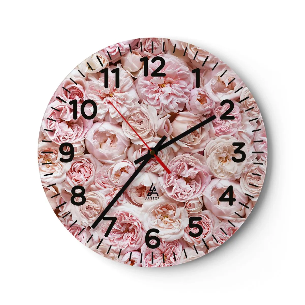 Reloj de pared - Reloj de vidrio - Salpicado de rosas - 30x30 cm