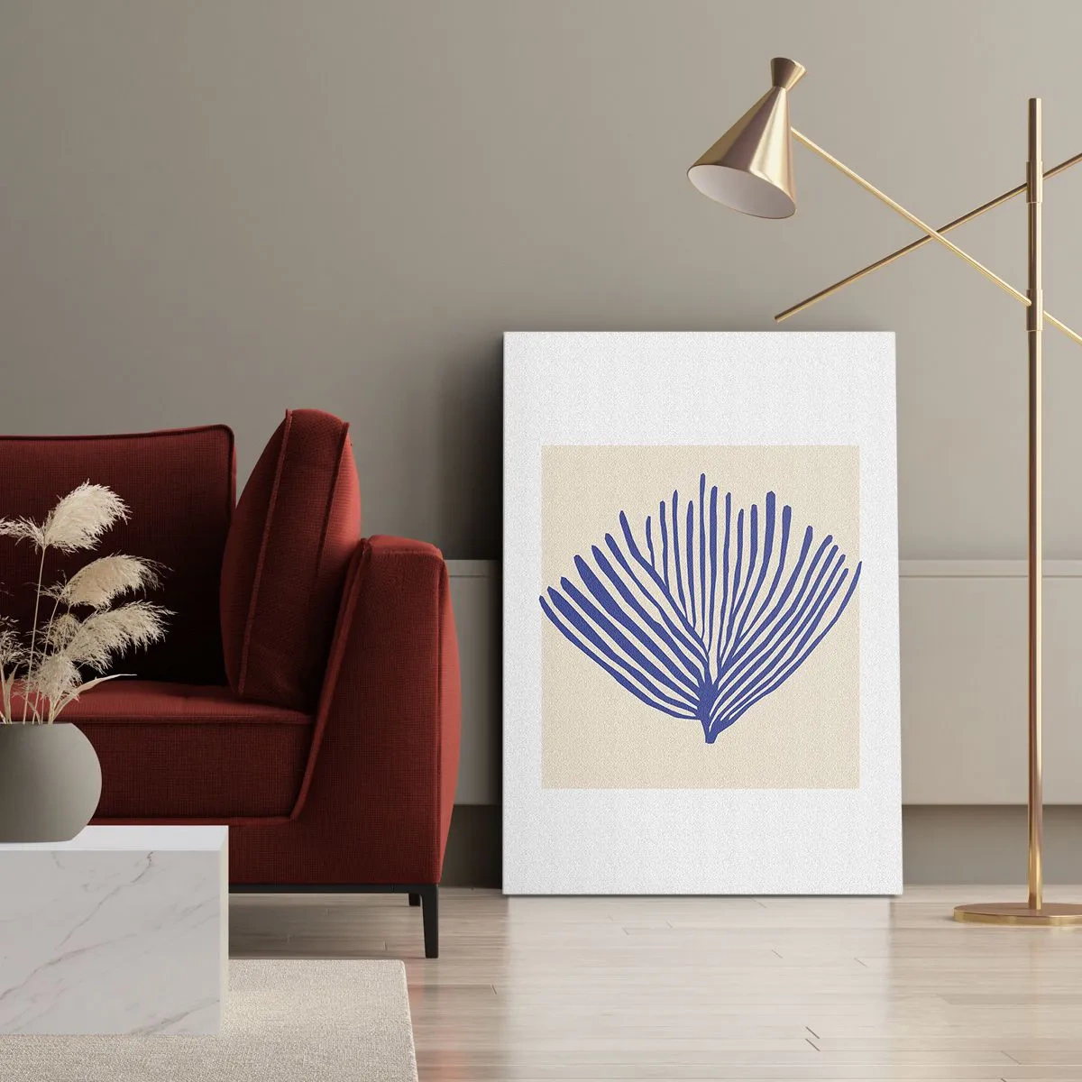 Cuadro sobre lienzo - Impresión de Imagen - Abanico azul - 55x100 cm