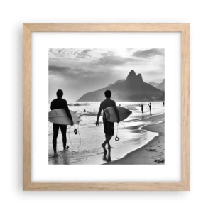 Póster en marco roble claro - Samba para una ola - 30x30 cm