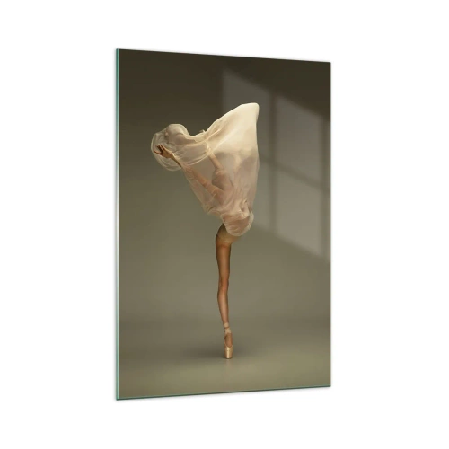 Cuadro sobre vidrio - Impresiones sobre Vidrio - Una bailarina flotando en el aire con tela. - 70x100cm - A punto de volar - Decoración de pared moderna para salón y dormitorio ARTTOR