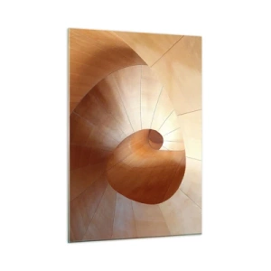 Cuadro sobre vidrio - Impresiones sobre Vidrio - Estructura arquitectónica en espiral de madera en colores cálidos. - 50x70cm - Serpentina arquitectónica - Decoración de pared moderna para salón y dormitorio ARTTOR