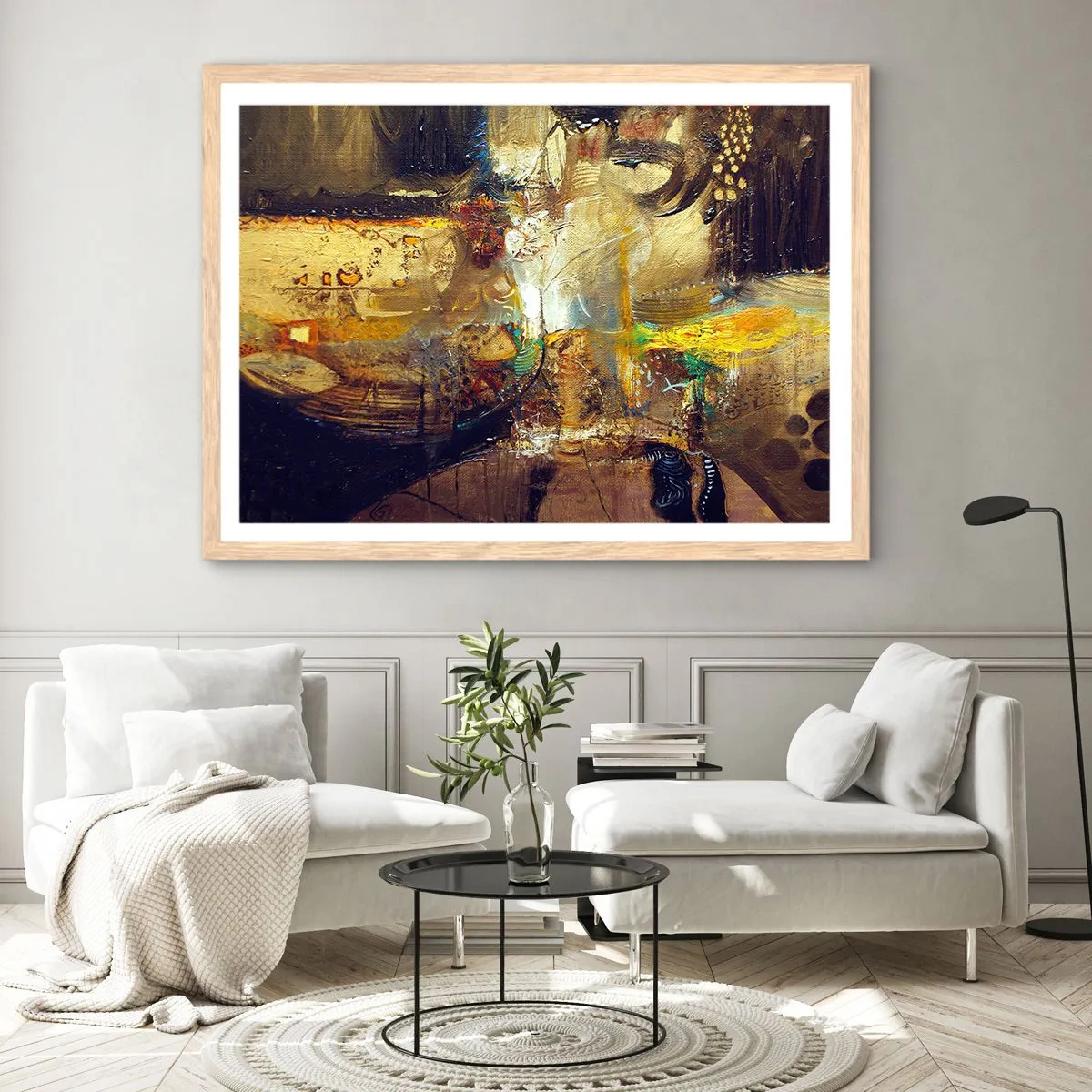 Póster en marco roble claro - Frío, templado, caliente - 70x50 cm