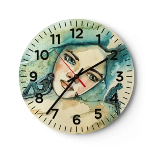 Reloj de pared - Reloj de vidrio - ¿Soy azul? - 30x30 cm