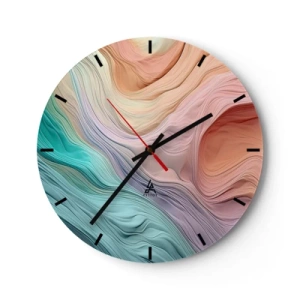 Reloj de pared - Reloj de vidrio - Capas coloridas que se asemejan a un paisaje marciano - 30x30cm - Ola arco iris - Decoración de pared moderna para salón, cocina y dormitorio ARTTOR
