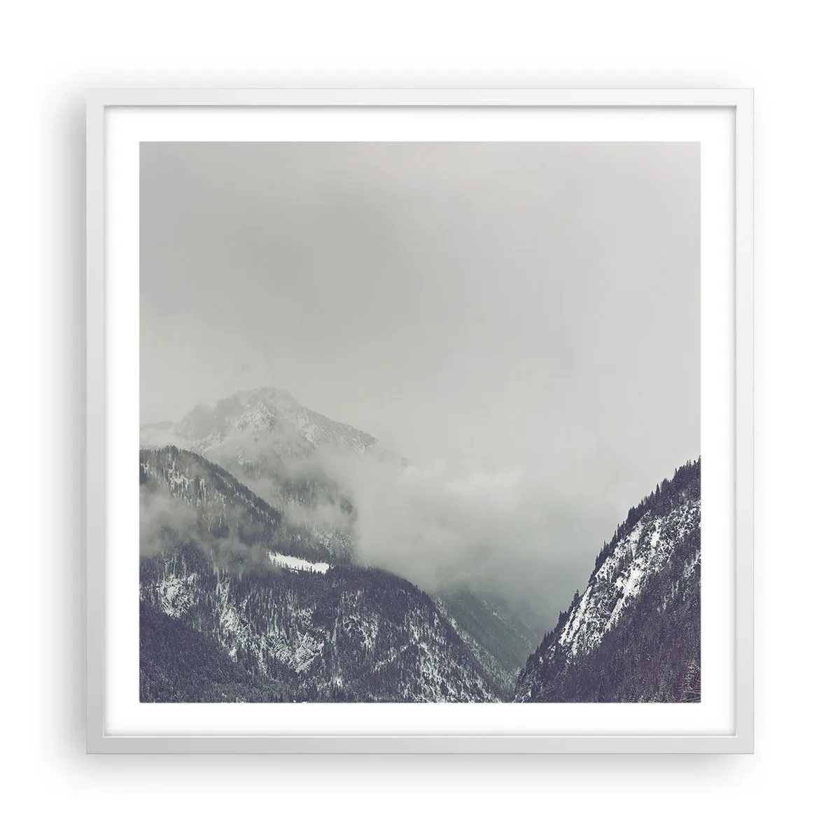 Póster en marco blanco - Valle de la niebla - 60x60 cm