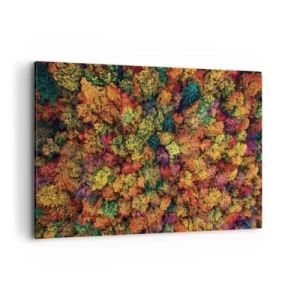 Cuadro sobre lienzo - Impresión de Imagen - Copas de árboles coloridas en la paleta otoñal - 120x80cm - Un ramo de árboles otoñales - Decoración de pared moderna para salón y dormitorio ARTTOR