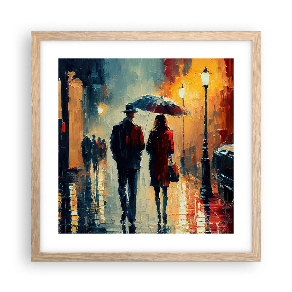 Póster en marco roble claro - Historia de amor urbana - 40x40 cm