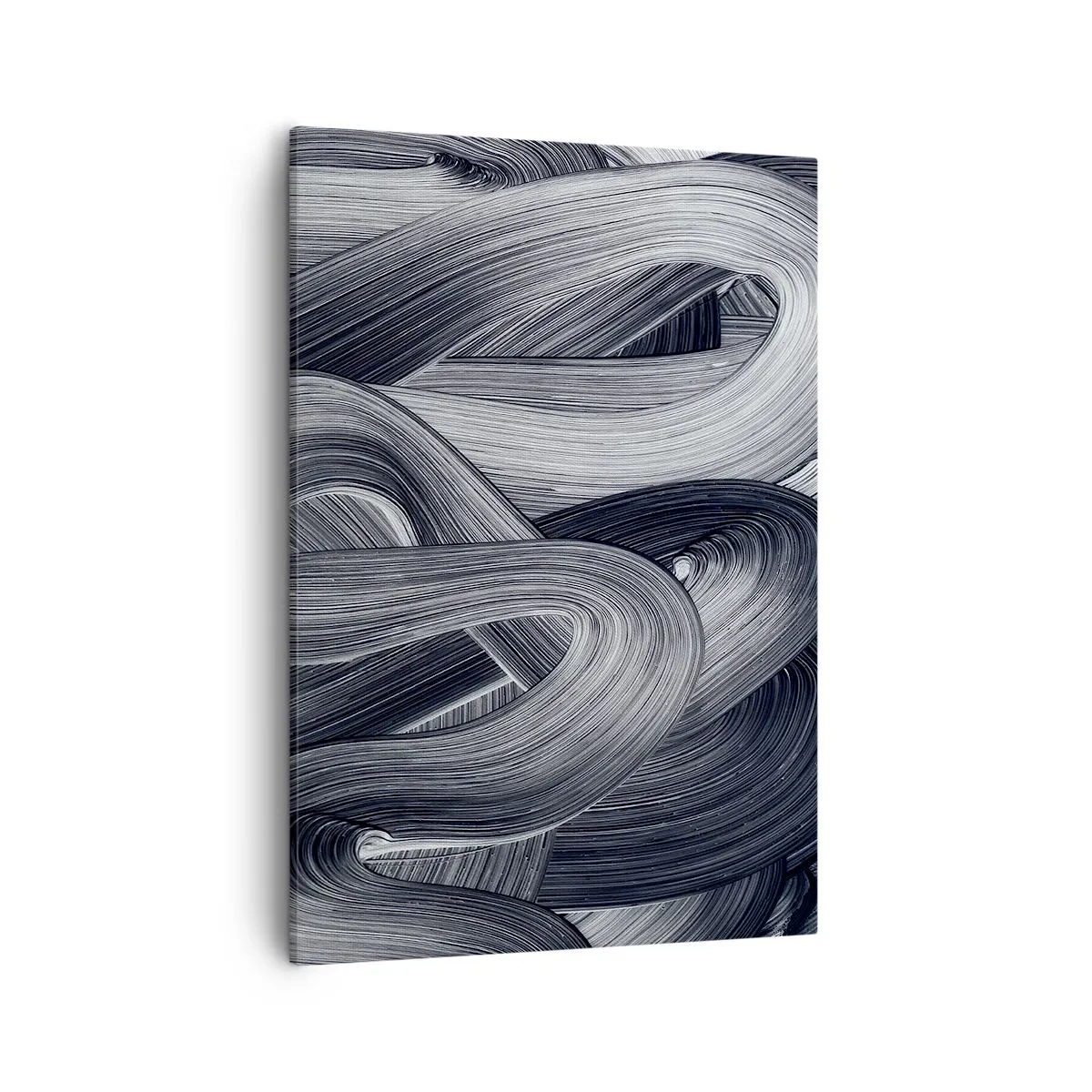 Cuadro sobre lienzo - Impresión de Imagen - Abstracción en blanco y negro con pinceladas dinámicas. - 50x70cm - La fluidez de la realidad - Decoración de pared moderna para salón y dormitorio ARTTOR