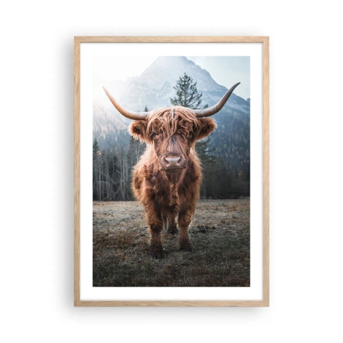 Póster en marco roble claro - Saludos desde un prado de montaña - 50x70 cm