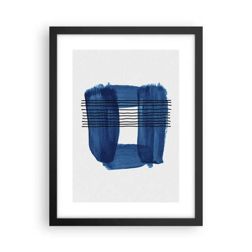 Póster en marco negro - Composición azul y negra - 30x40 cm