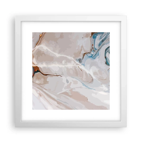 Póster en marco blanco - El azul serpentea por el blanco - 30x30 cm