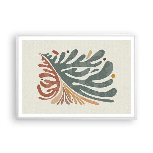 Póster en marco blanco - Hoja multicolor - 100x70 cm