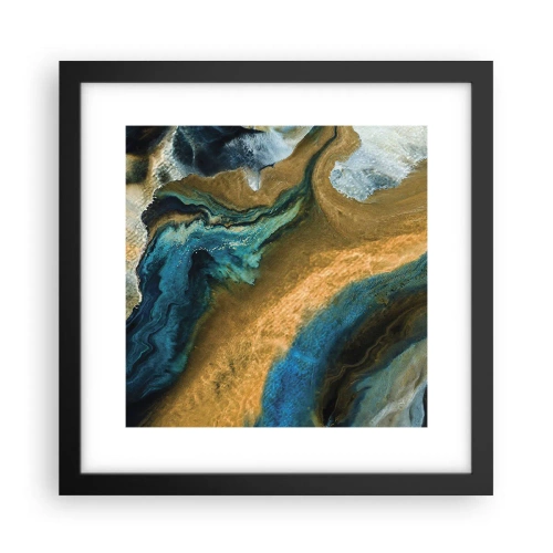 Póster en marco negro - Azul - amarillo - influencia mutua - 30x30 cm