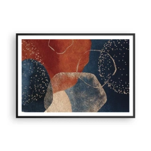 Póster en marco negro - Formas abstractas en tonos de rojo y azul. - 100x70cm - La ligereza del ser - Decoración de pared moderna para salón y dormitorio ARTTOR