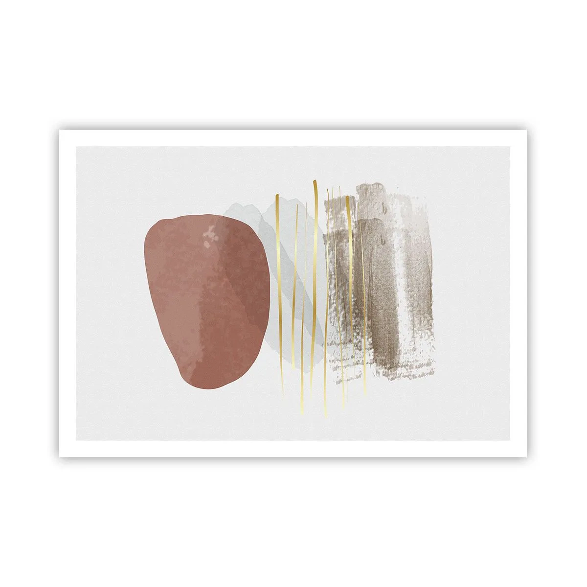 Póster - Composición abstracta en tonos beige y dorados. - 100x70cm - Una columnata abstracta - Decoración de pared moderna para salón y dormitorio ARTTOR