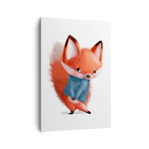 Cuadro sobre lienzo - Impresión de Imagen - Un lindo zorro con un traje azul. - 70x100cm - ¿Me veo bien con esto? - Decoración de pared moderna para salón y dormitorio ARTTOR
