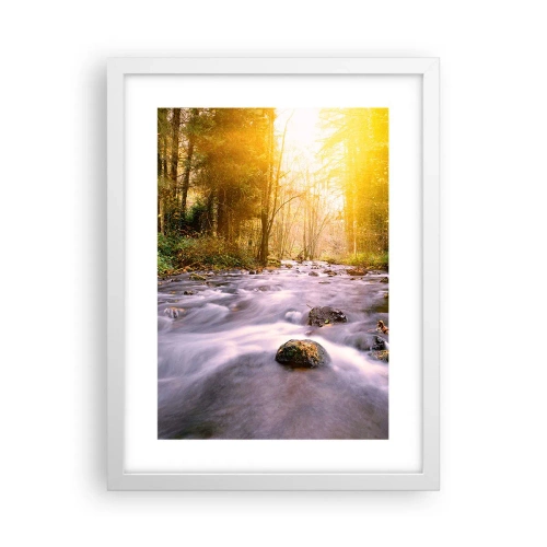 Póster en marco blanco - Malaquita en un marco de plata y oro - 30x40 cm