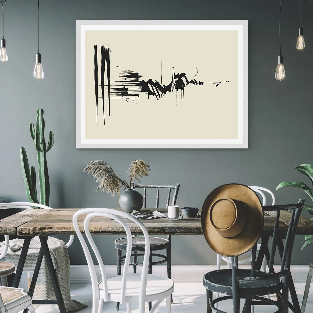 Póster en marco blanco - Abstracción apresurada - 50x40 cm