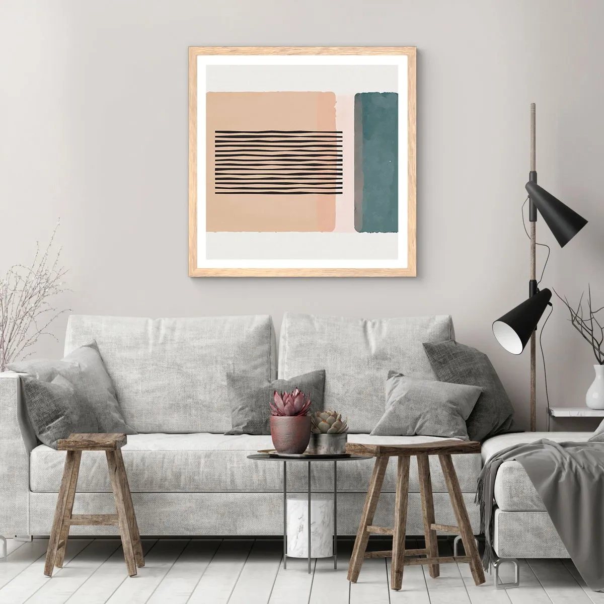 Póster en marco roble claro - Todo en orden - 60x60 cm