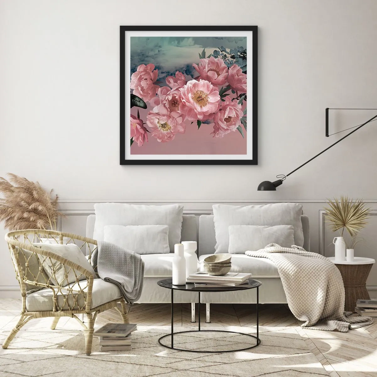 Póster en marco negro - La cúspide del romance - 40x40 cm