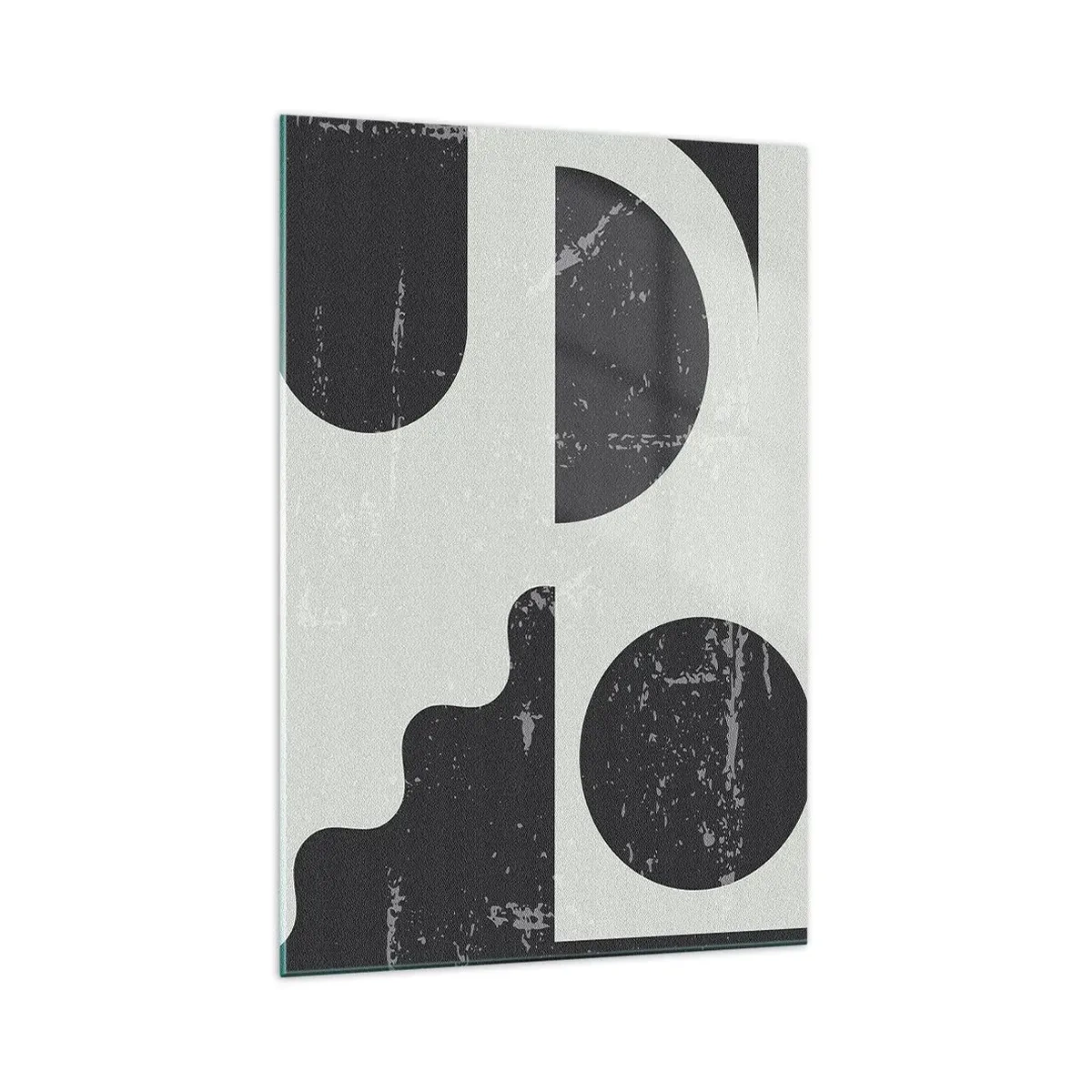 Cuadro sobre vidrio - Impresiones sobre Vidrio - Patrones geométricos en tonos negros y grises. - 70x100cm - Composición arriba y abajo - Decoración de pared moderna para salón y dormitorio ARTTOR