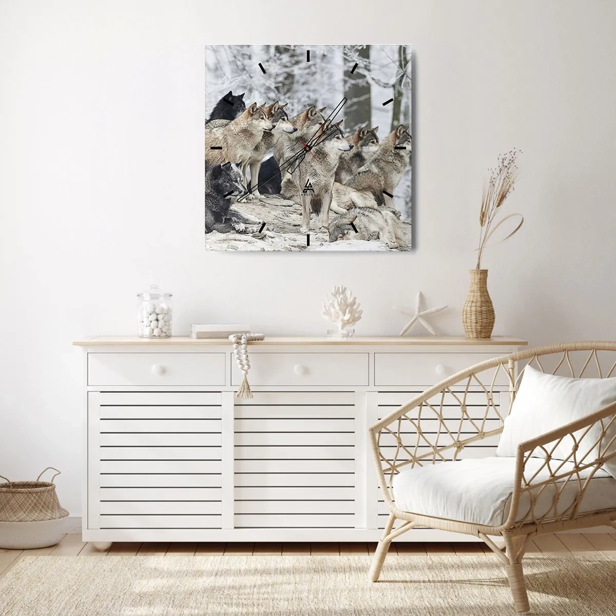 Reloj de pared - Reloj de vidrio - Familiares y amigos - 40x40 cm