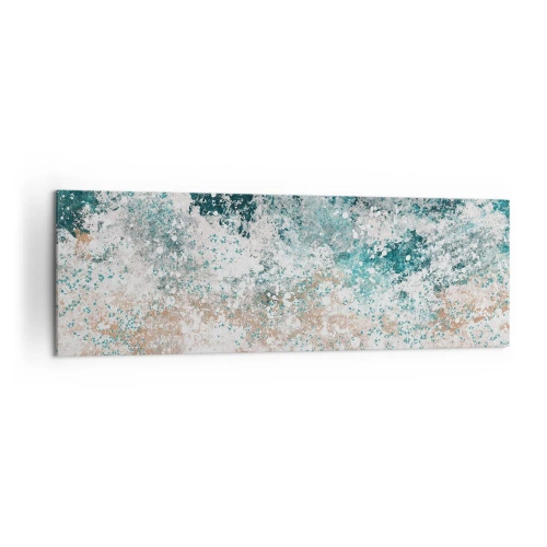 Cuadro sobre lienzo - Impresión de Imagen - Ola marina abstracta en tonos turquesa y beige - 160x50cm - Historias del mar - Decoración de pared moderna para salón y dormitorio ARTTOR