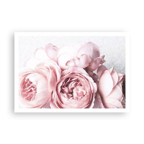 Póster - Peonías rosas en una luz suave sobre un fondo claro. - 100x70cm - Para los románticos - Decoración de pared moderna para salón y dormitorio ARTTOR