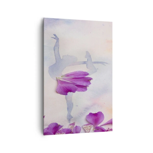 Cuadro sobre lienzo - Impresión de Imagen - Una bailarina con un vestido de pétalos de flores sobre un fondo pastel. - 80x120cm - Suave como una flor - Decoración de pared moderna para salón y dormitorio ARTTOR