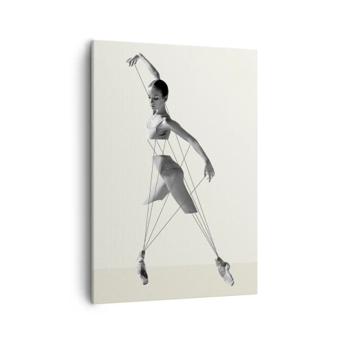 Cuadro sobre lienzo - Impresión de Imagen - Bailarina en interpretación geométrica con líneas. - 50x70cm - Títere de sí misma - Decoración de pared moderna para salón y dormitorio ARTTOR
