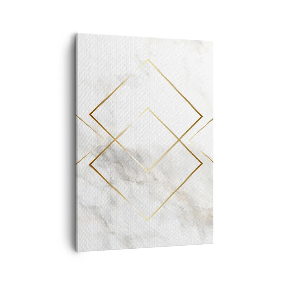 Cuadro sobre lienzo - Impresión de Imagen - Rombos dorados minimalistas sobre un fondo de mármol. - 50x70cm - Una vista al infinito - Decoración de pared moderna para salón y dormitorio ARTTOR
