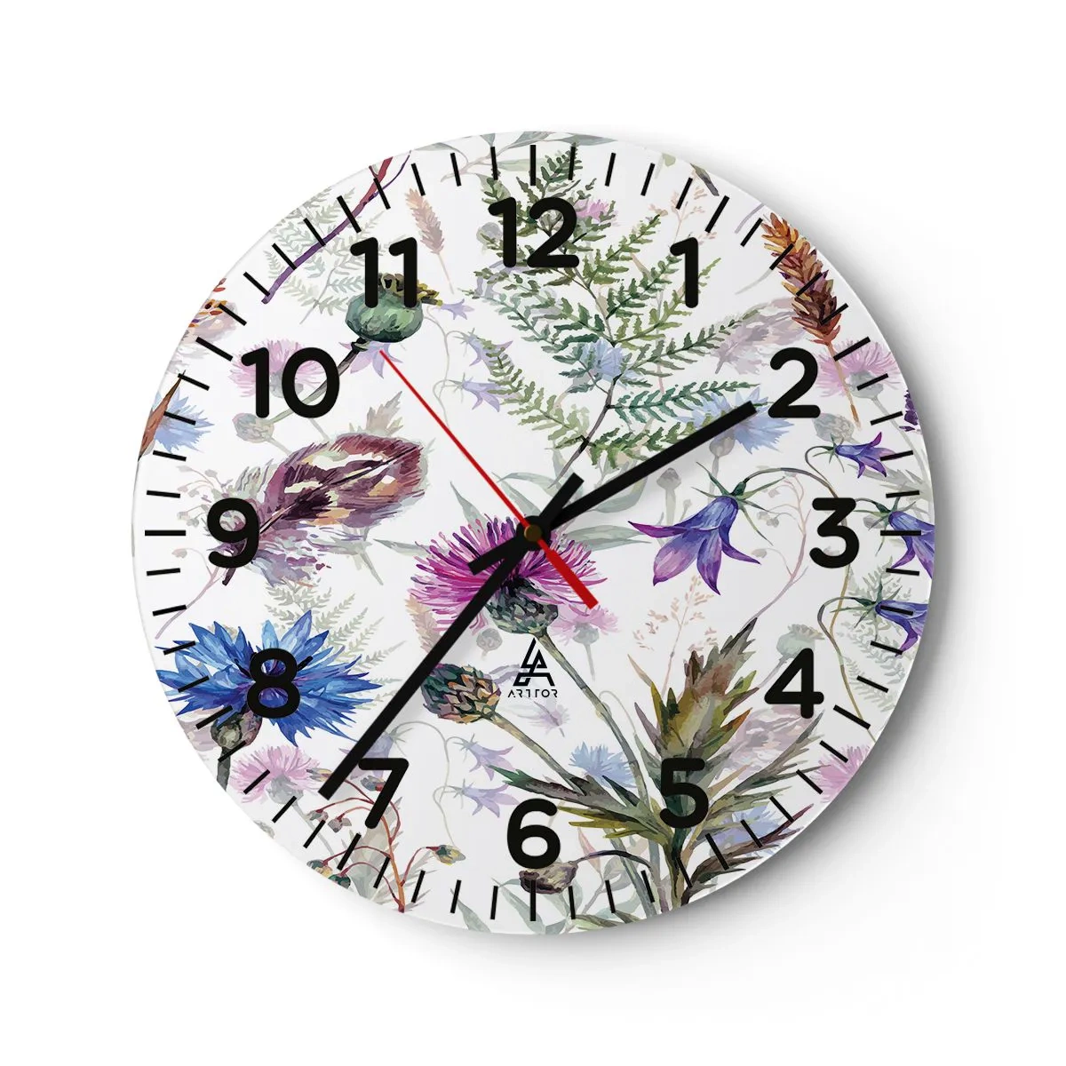 Reloj de pared - Reloj de vidrio - Herbario polaco - 30x30 cm