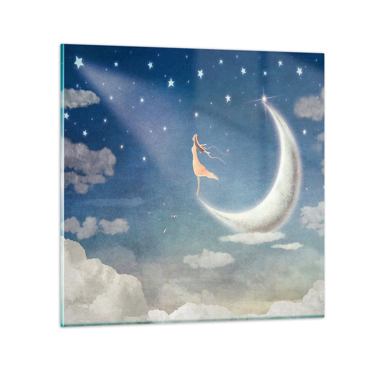 Cuadro sobre vidrio - Impresiones sobre Vidrio - Pretendiente sobre azul - 60x60 cm