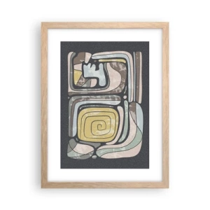 Póster en marco roble claro - Abstracción con espíritu precolombino - 30x40 cm