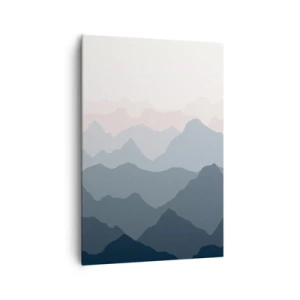 Cuadro sobre lienzo - Impresión de Imagen - Capas sutiles de montaña en tonos grises y azules. - 70x100cm - Cordilleras a la vista - Decoración de pared moderna para salón y dormitorio ARTTOR