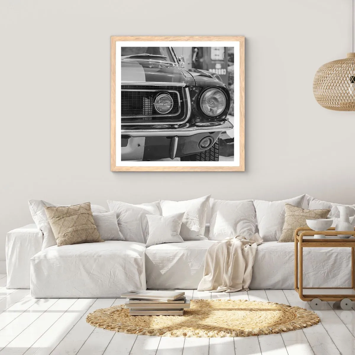 Póster en marco roble claro - Paseo rudo - 30x30 cm