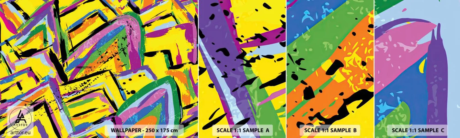 Muestra de fotomural autoadhesivo Deluxe Sticker - Grita de alegría - Abstracción, Pedazo, Cuadro - 100x30 cm