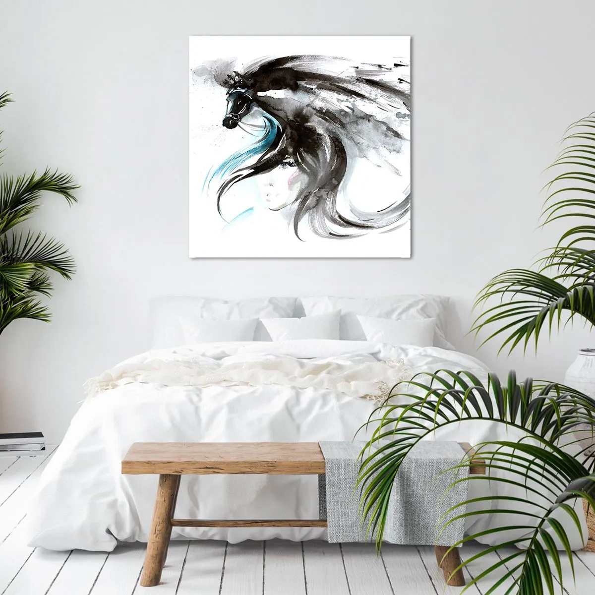 Cuadro sobre lienzo - Impresión de Imagen - El galope del Príncipe Negro - 60x60 cm
