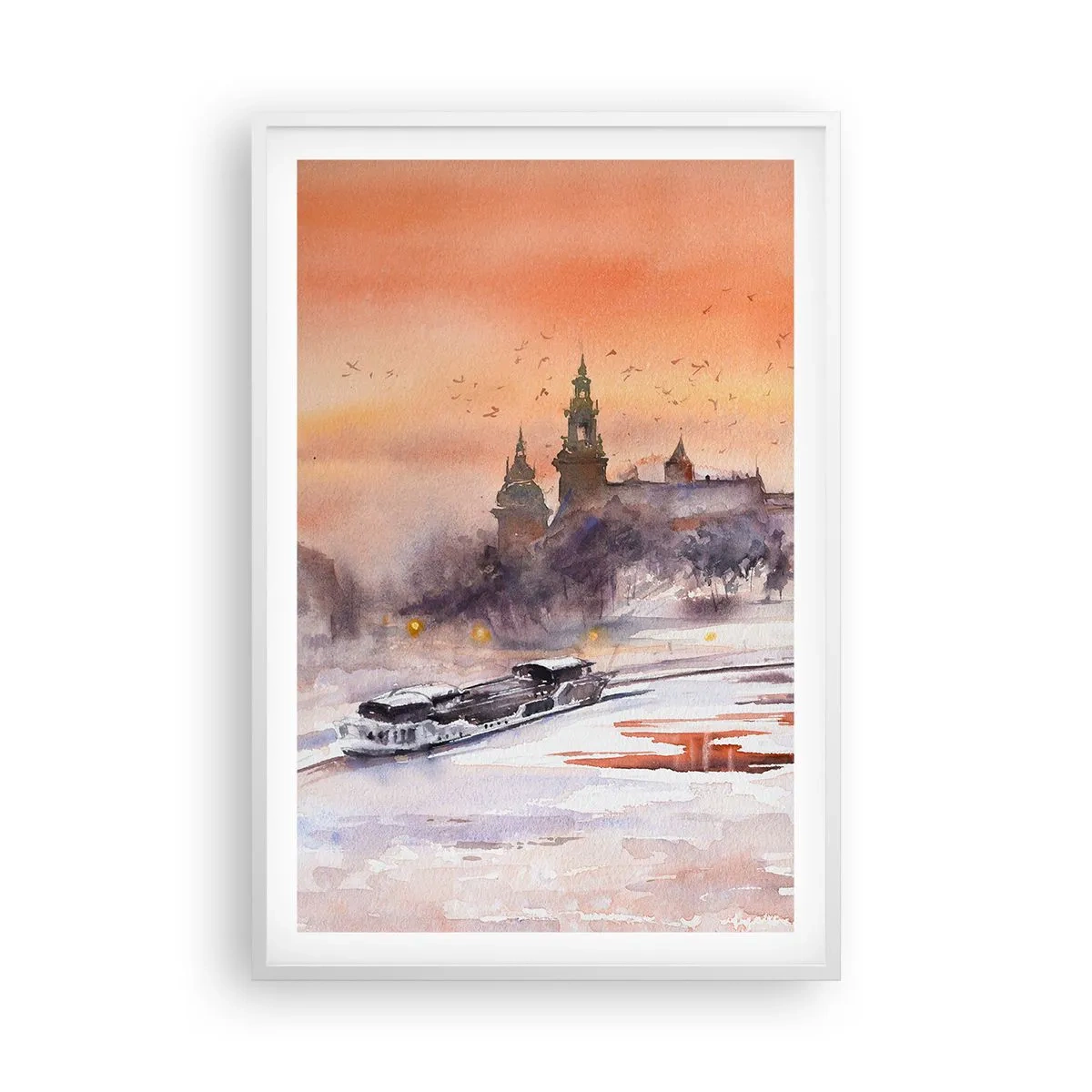 Póster en marco blanco - Atardecer real - 61x91 cm