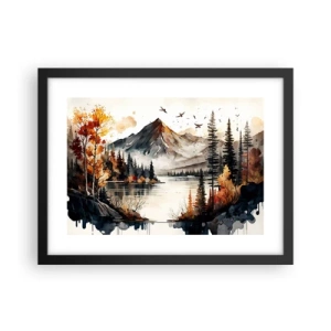 Póster en marco negro - Otoño dorado en las montañas - 40x30 cm