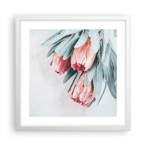 Póster en marco blanco - Avergonzada de su propia belleza - 40x40 cm